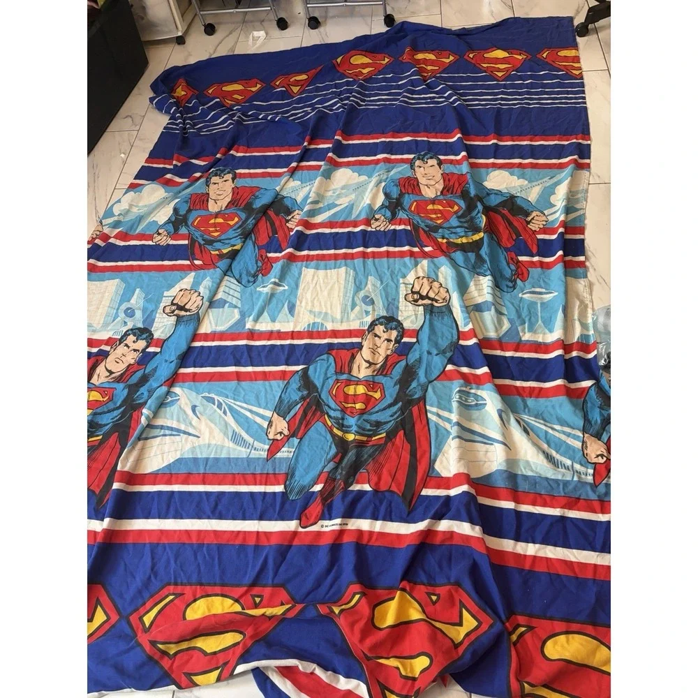 Vintage Superman DC Comics 1978 Fitted Flat Pillowcase Twin Bed Sheet Set Of 6